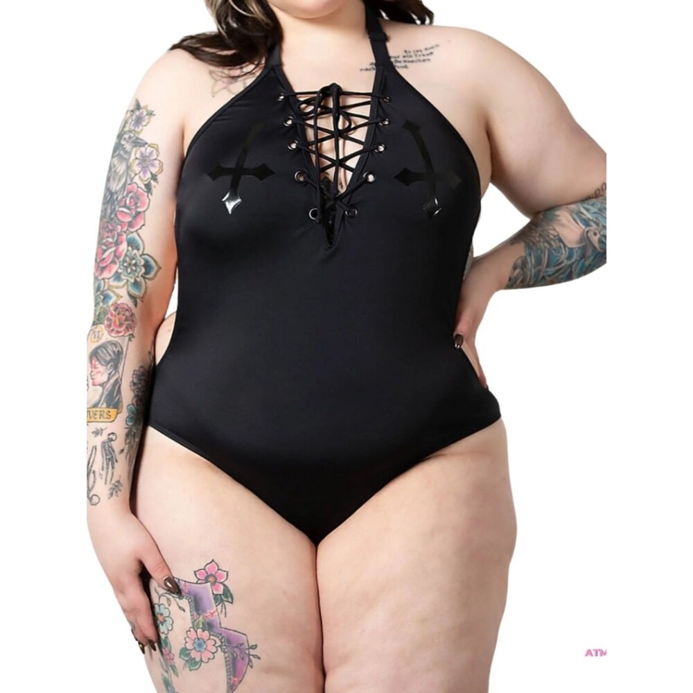 NWT Killstar Lita Monokini One-Piece Black Swimsuit Plus Size 4X